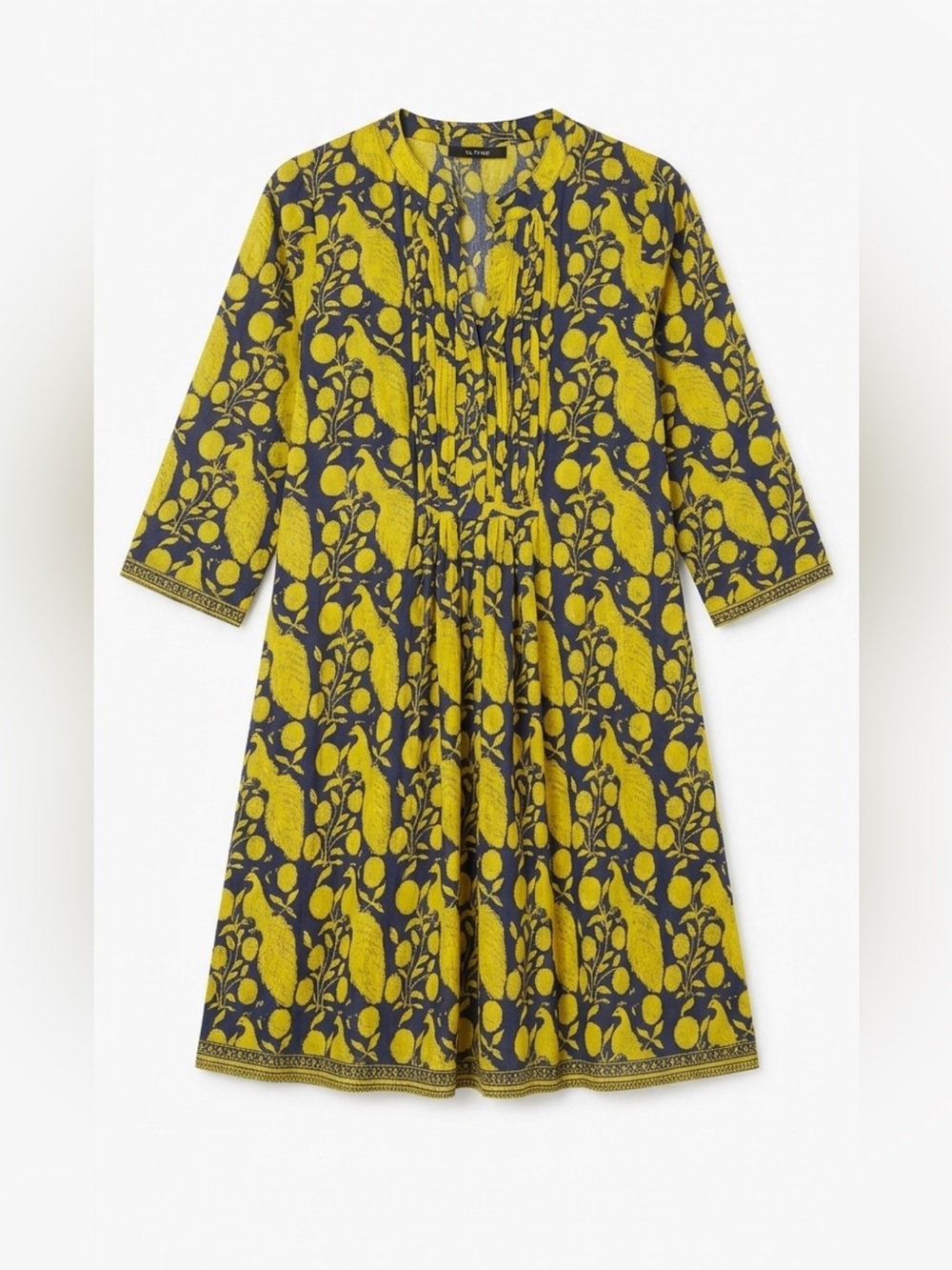 La Plage  adorable yellow and navy floral print mini dress made in India